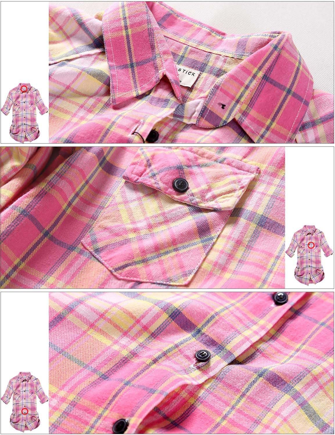 Match Womens Button Down Flannel Plaid Shirts roll up Long Sleeve Shackets Business Blouse Top - Image 5