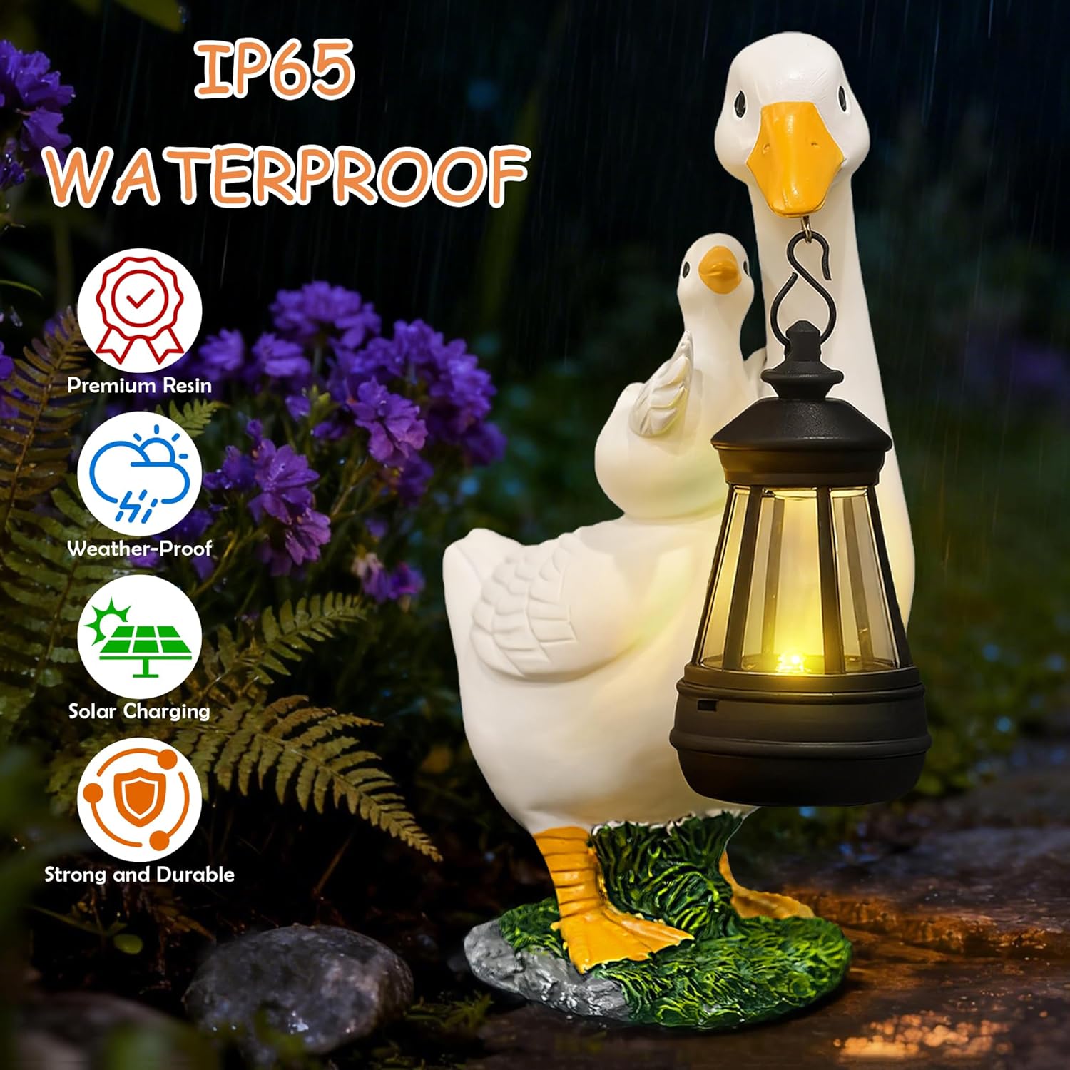 7.48" Small Goose Garden Statues Gifts,Outdoor Solar Goose Statue with Lantern Decoration Waterproof Figurine Lights for Outside Patio Yard Decor Lawn Ornaments Birthday Gifts for Grandma Mom Women - Image 4