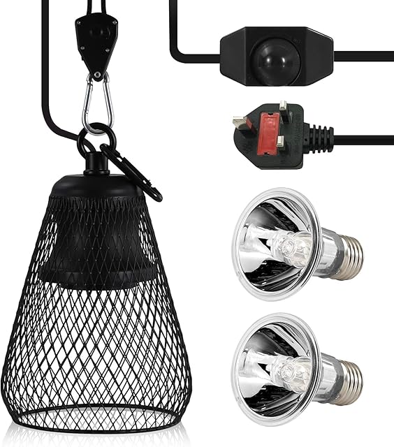 LEDGLE 50W/75W Heat Lamp with Lampshade, UVA/UVB E27 Heat Lamp Bulb, for Reptile Turtle Chicken Coop Lizard Snake