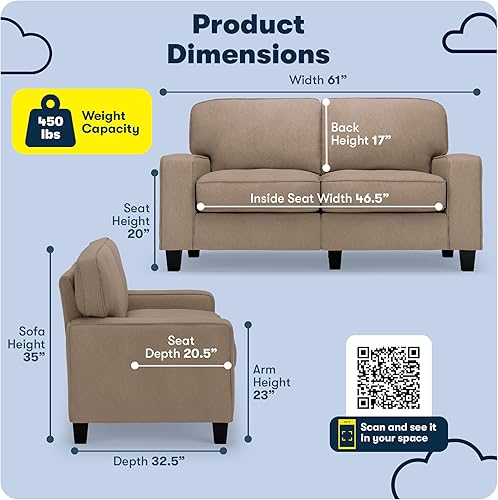 Miniatura 464 de Serta Palisades Sofás Tapizados para Sala, Sofá de Diseño Moderno, Tela, gris (Glacial Gray) gris (Glacial Gray),Beige,Marrón,Alforfón Beige,Marrón