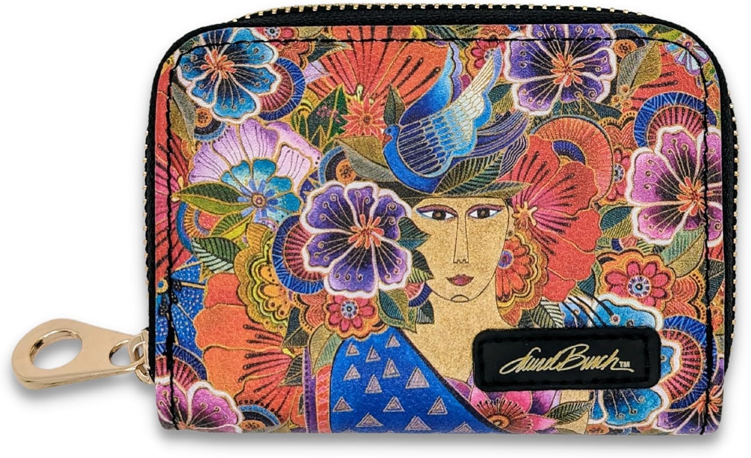 Monarque RFID Secure Armored Zipper Wallet by Laurel Burch (Laurel Burch Balinese Woman)