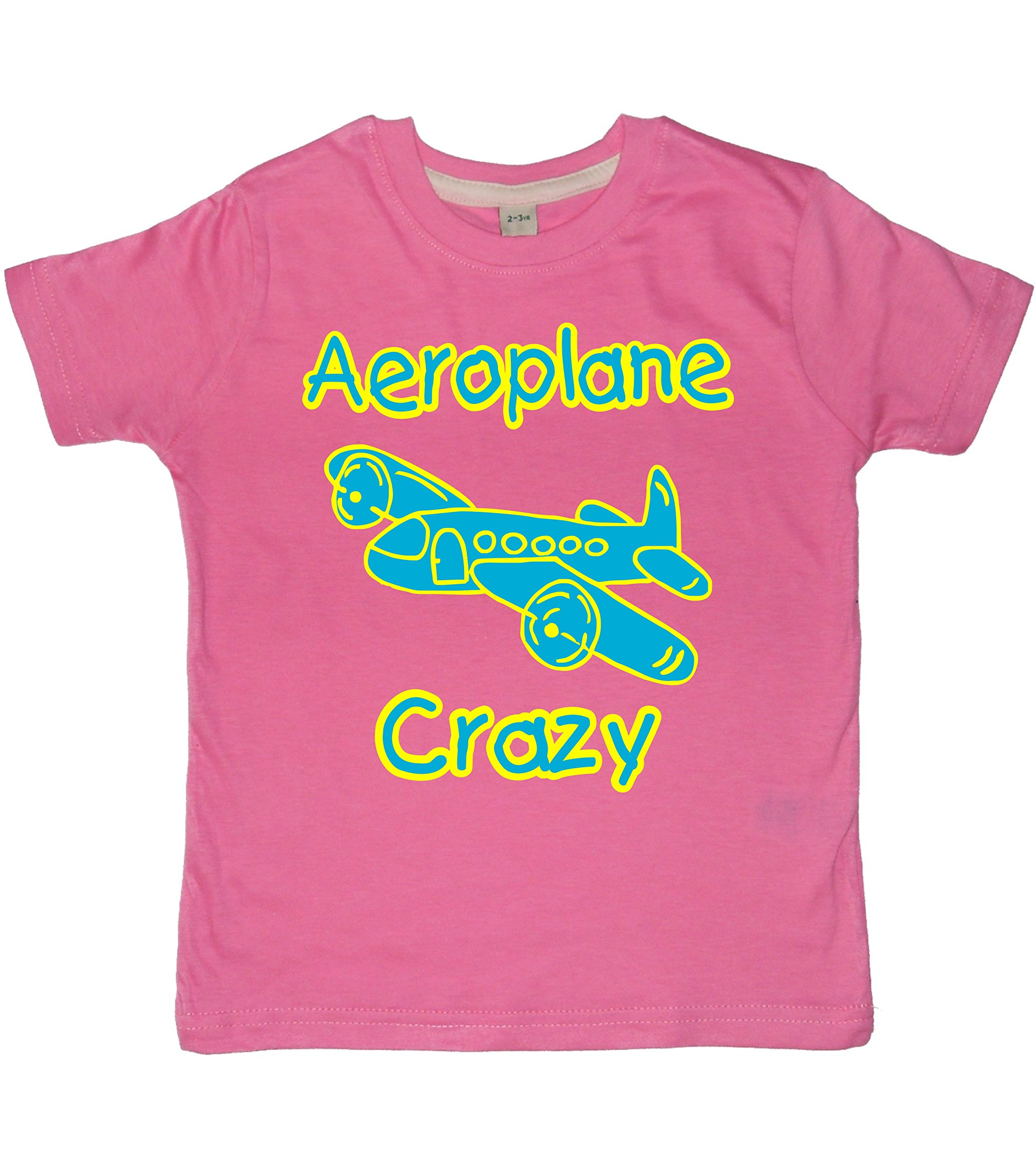 Edward Sinclair Bubblegum 2-3 Years Pink Children's T-Shirt 'Aeroplane Crazy With Yellow & Sky Blue Print