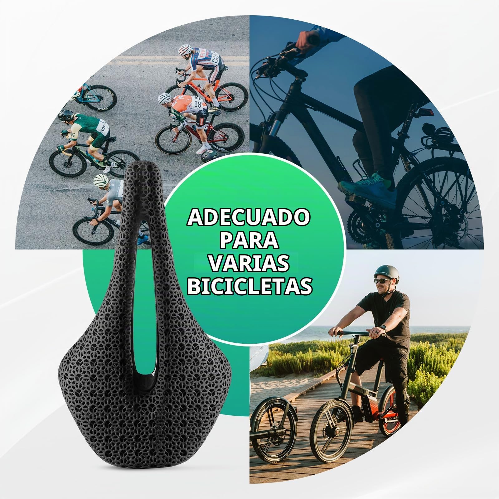 ROCKBROS Sillín de Bicicleta Impreso en 3D Cómodo Sillín Bicicleta Fibra de Carbono Ultraligero Asiento Ergonómico para MTB Bicicletas de Carretera