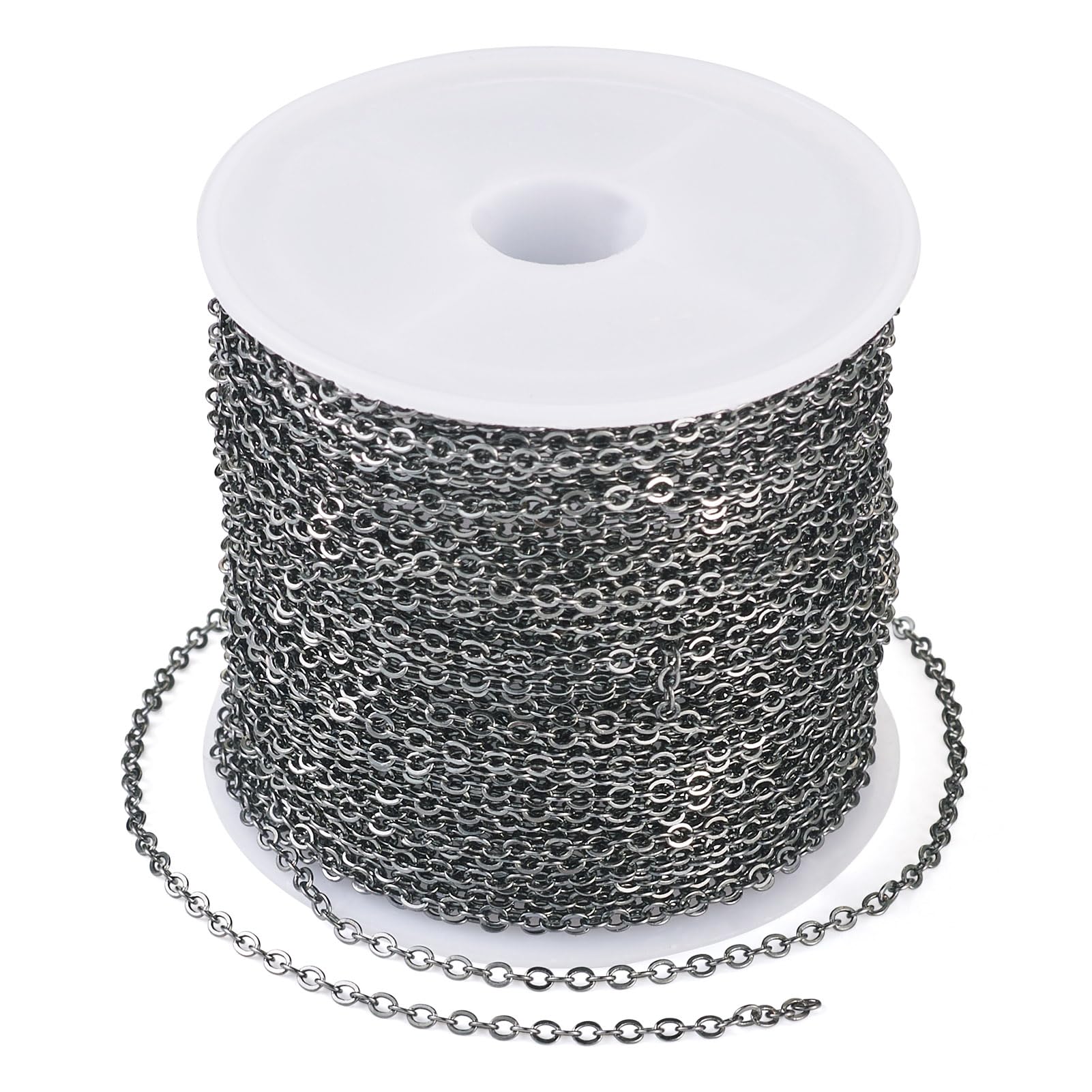 Spritewelry 10M Brass Coated Iron Flat Cable Chains Gunmetal Soldered Flat Oval Links Chains for Bracelet Necklace Jewelry Making 2x1.5x0.3mm