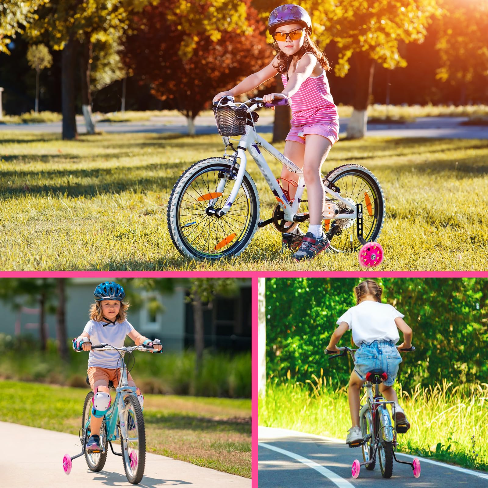 Ruote di Allenamento Bicicletta per Bambini, Universali Regolabili Ausiliarie per Bici 12-20 Pollice