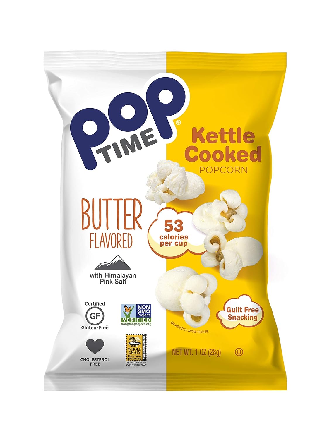 Poptime Kettle Cooked Popcorn Butter, 1oz Bags (24 Pack