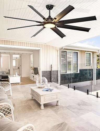 Miniatura 8 de Ohniyou Ventilador de techo industrial de 72 pulgadas con control remoto de luces, ventilador de techo grande negro con 8 aspas de aluminio, 3 CCT,