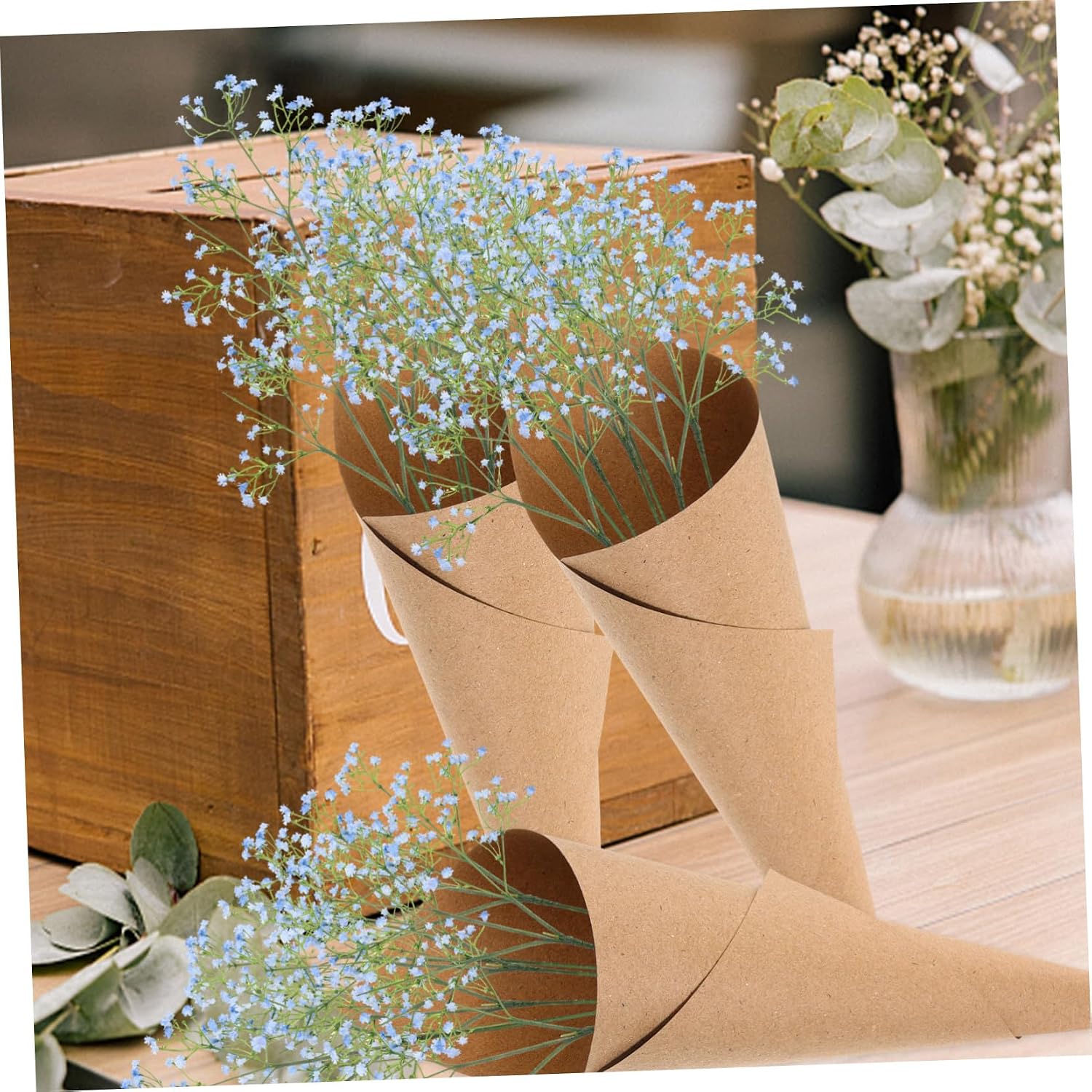 Veemoon 5sets Petal Cones for Weddings Parties Projects Blank Kraft Paper Flower Holders for Creative Decoration and Ample Confetti Storage