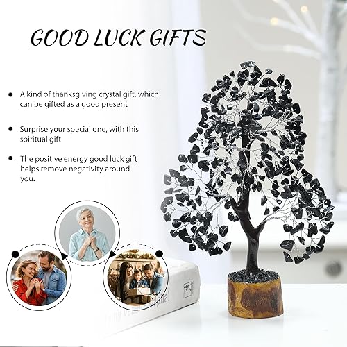 Miniatura 6 de PYOR - Turmalina negra, árbol de la prosperidad feng shui, regalos espirituales, decoración para hogar y oficina, cristales reales, suministros