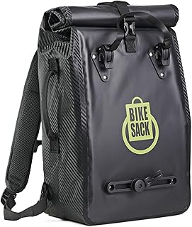 BIKESACK Sac latéral vélo étanche 3 en 1 : sac à dos, sac à vélo, dossier 23 litres, bagage hybride pour mobilité urbaine, vélo, bureau, université, accessoires VTT et Gravel