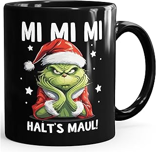 MoonWorks® Grinch - Taza antiNavidad con texto en alemán "Ironie Sarcasmo", divertida taza de Navidad, regalo para muffel ...