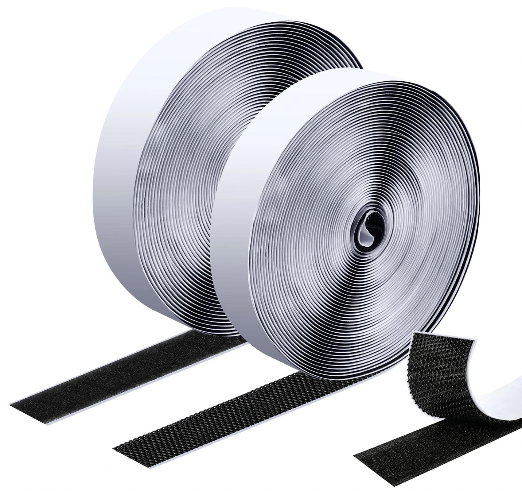 ilauke Heavy Duty Double-Sided Hook and Loop Tape (Black)