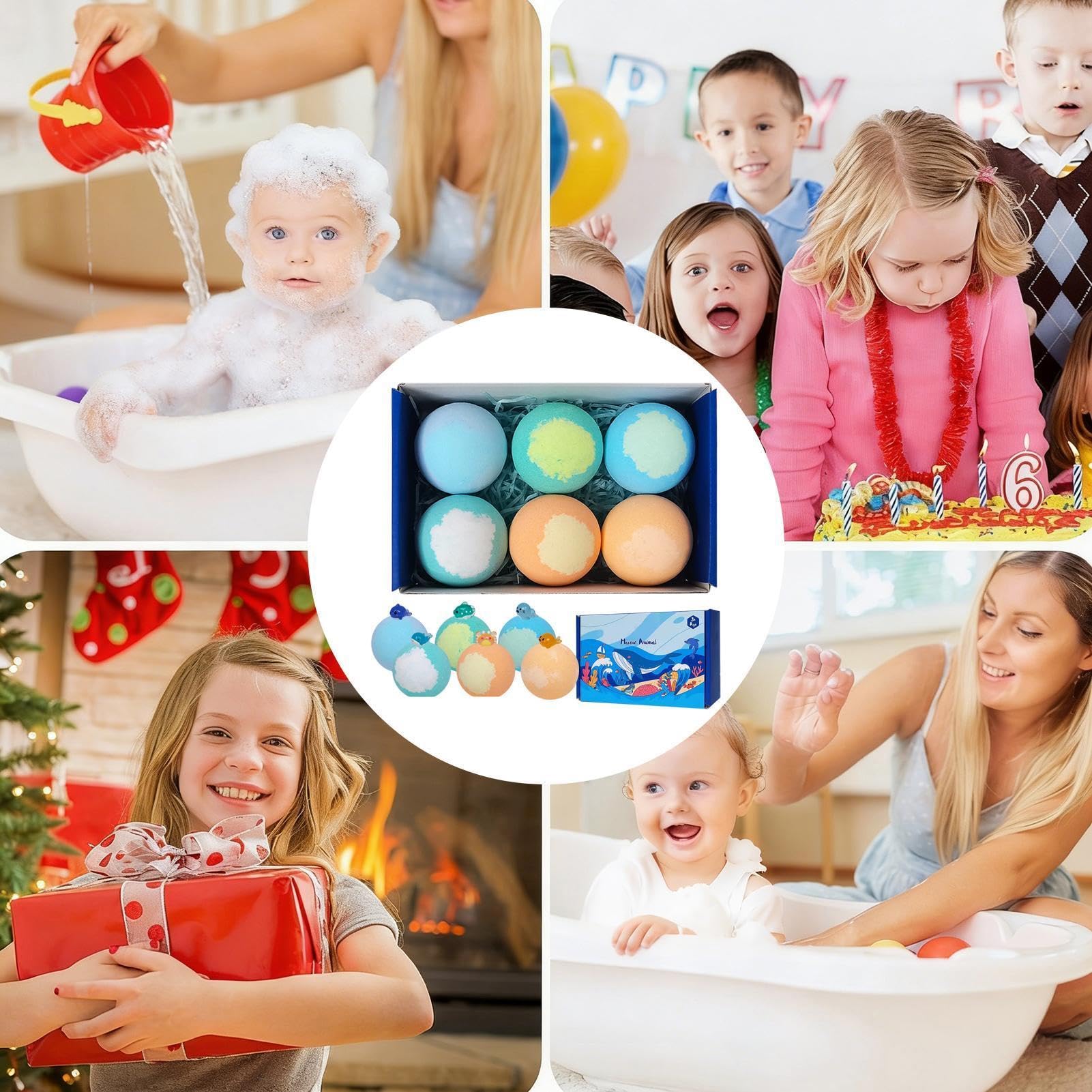 Set di palline da bagno 6 pezzi giocosi con giocattolo all'interno