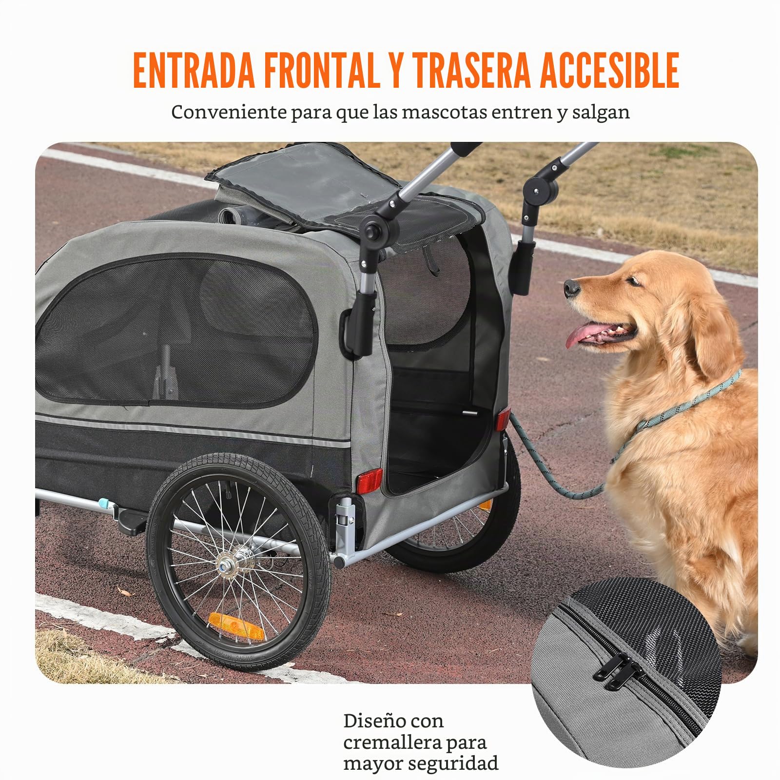 VEVOR Remolque para Perros 2 en 1 de Acero al Carbono + Tela Oxford 600D + PP Plegable Remolque Bicicleta para Perros