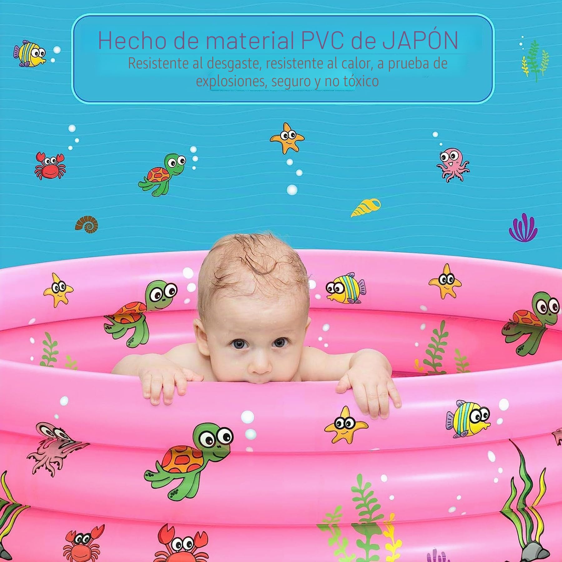 Piscina Hinchable,Piscina Hinchable para Bebés,Piscina Inflable Infantil,Piscina Infantil,Piscina Inflable Niños,3 Aros Piscinas Hinchable,Piscina Hinchable Redonda,Piscina de Agua para Niños