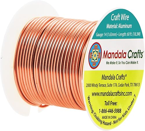 Vista 485 de Mandala Crafts Alambre de aluminio anodizado de calibre 8 para hacer joyas, alambre neutro flexible de color de 128 pies, flexible y flexible