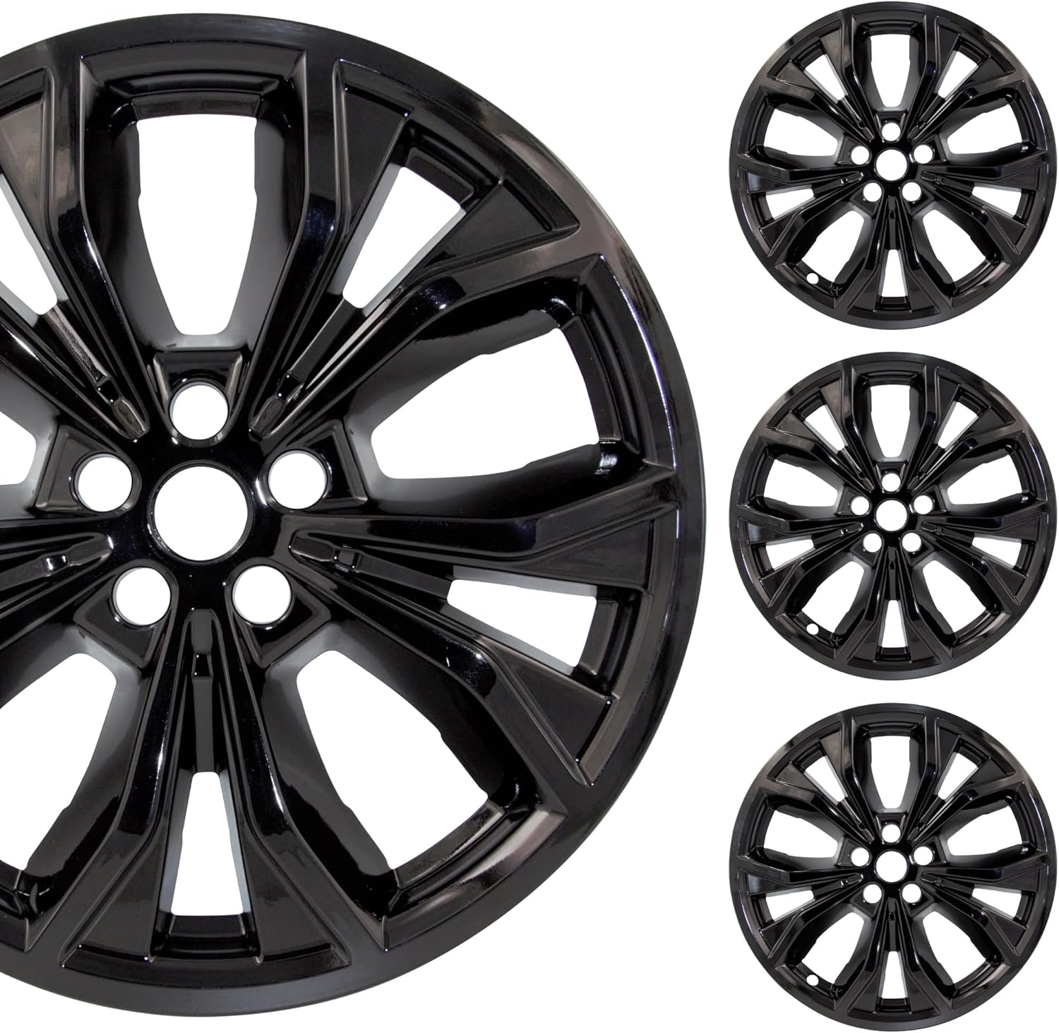 20" Gloss Black Wheel Skin Set Made for Ford Explorer XLT/Limited (2020-2024) | Durable ABS Plastic Cover | Fits Directly Over OEM Wheel
