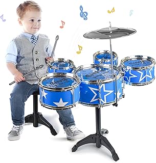 Kids Drum Set for Toddlers with 5 Drums, Baby Drumset, Drum Kit Musical Instrument for Beginner Music Practice, Christmas Birthday Gift for Kids