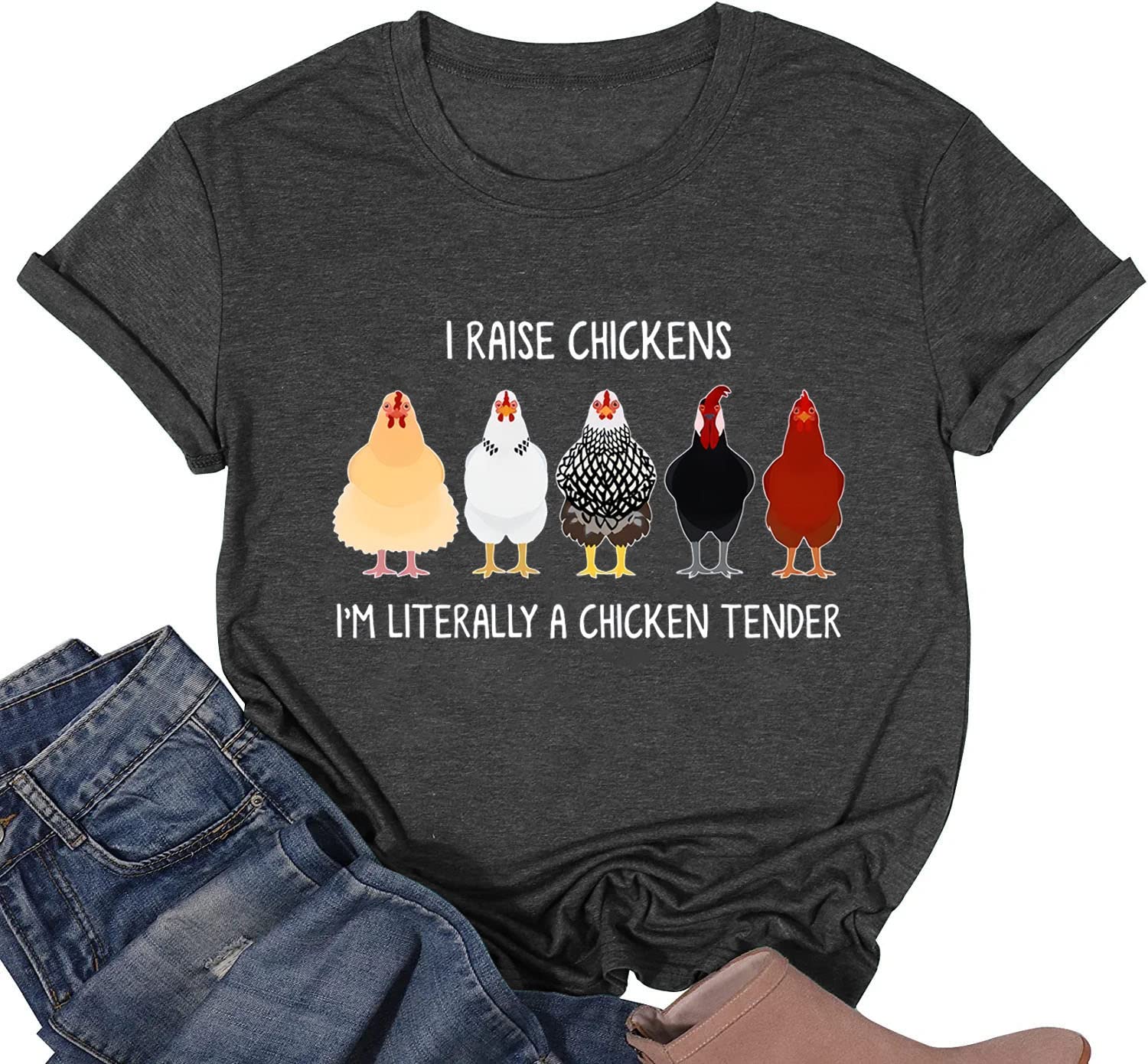 Brief TurboI Raise Chickens I'm Literally A Chicken Tender Shirt Women Graphic Short Sleeve Funny Tee Tops Shirts
