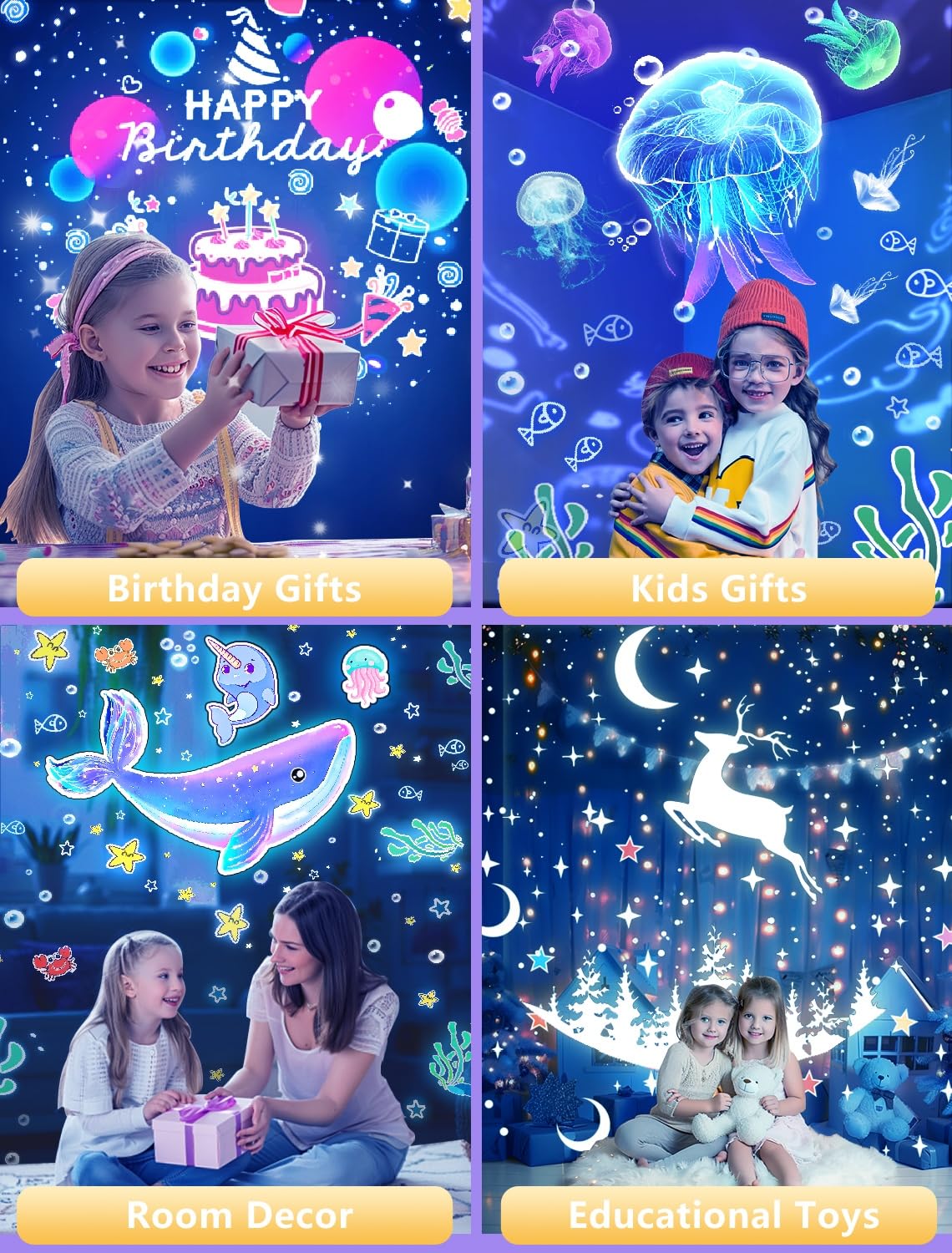 21 juegos de películas, proyector de luz nocturna para dormitorio de niños, techo, luz nocturna para niños, proyector de galaxia de estrellas para niñas de 1 a 14 años con rotación de 360° para
