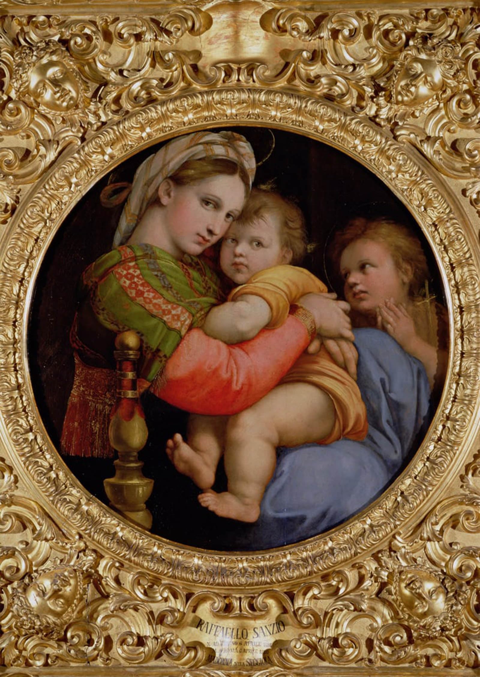 ARTXLXXBN Famous Painting Canvas Artwork Graffiti Print the Lady of the Chair by Raffaello Sanzio Raphael Portrait Canvas Image for Home Decor 60x90cm