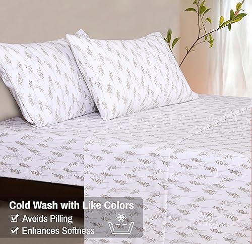 Vista 155 de RUVANTI Sábanas de franela 100% algodón King 4 piezas Celestial Stag Ciervo celestial