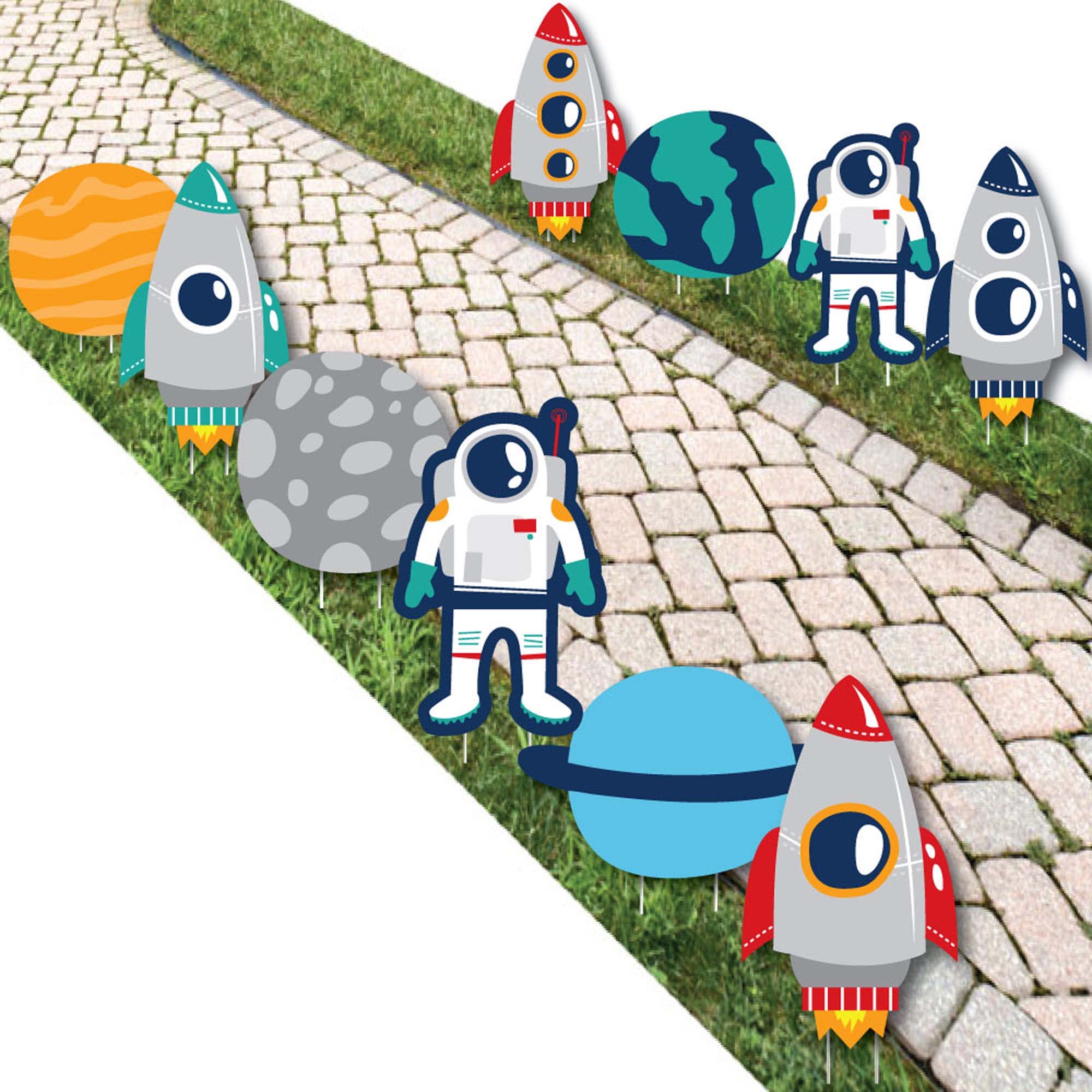 Big Dot of Happiness Blast Off to Outer Space - Astronaut, Space Ship and Planet Lawn Decorations - Outdoor Rocket Ship Baby Shower or Birthday Party