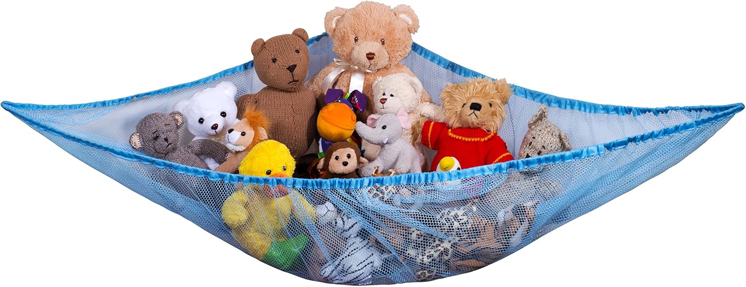 Handy Laundry Jumbo Toy Hammock - Organize stuffed animals or children's toys Looks great with any décor while neatly organizing kid's toys and stuffed animals. Expands to 5.5 feet (Blue)