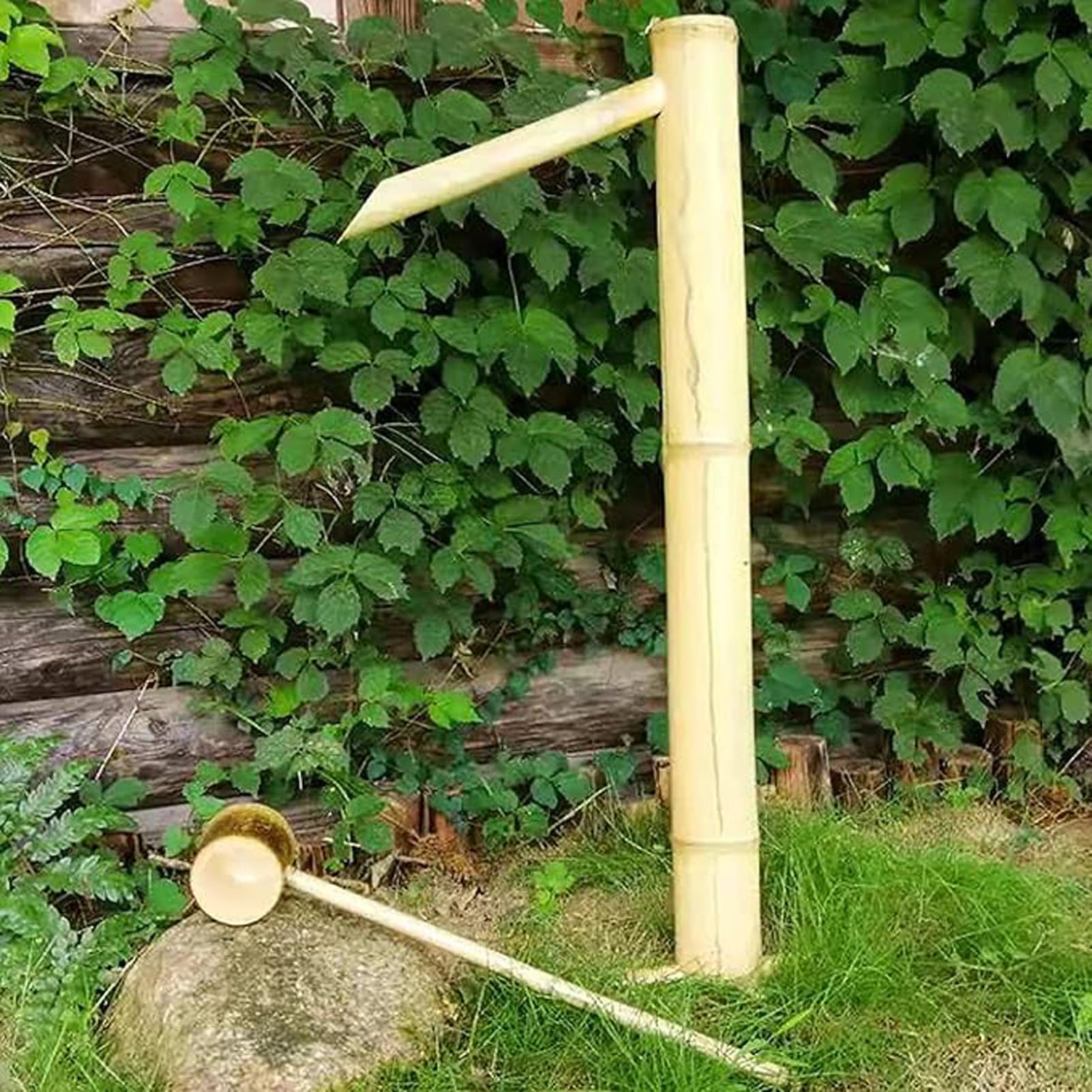 Fontana a Cascata in bambù con Pompa e Cucchiaio d'Acqua, Kit Fontana per laghetto da Cortile, Decorazione Zen Feng Shui, per Giardino, Balcone, Terrazzo e Interni