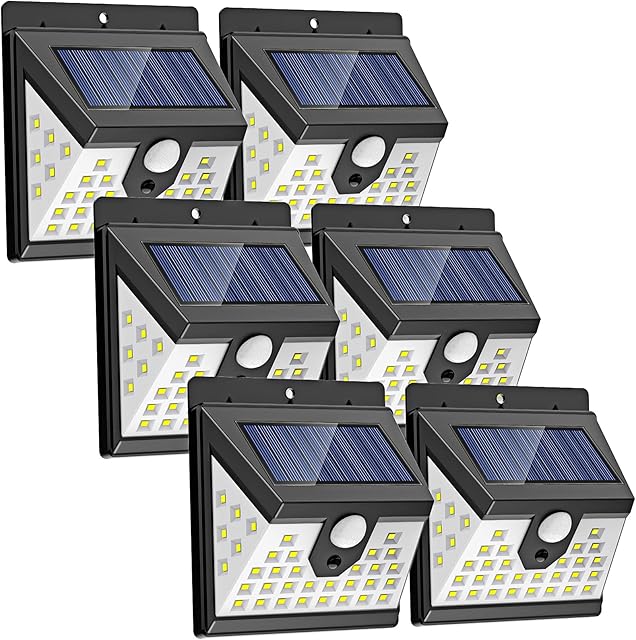 Solar Lights Outdoor Garden, 6 Pack/3 Mode 40 LED Solar Fence Lights, 270° Wide Angle Waterproof Solar Motion Sensor Security Lights, Solar Powered Wall Lights Outside for Door Yard Garage Pathway