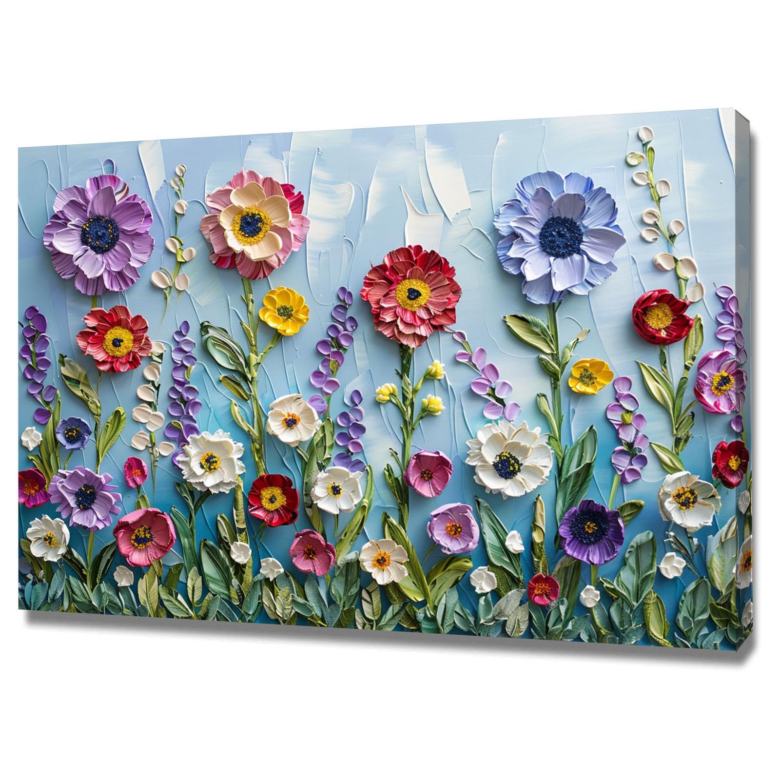 Impression sur toile intissée poster mural abstrait floral 3D 50x70 - 8