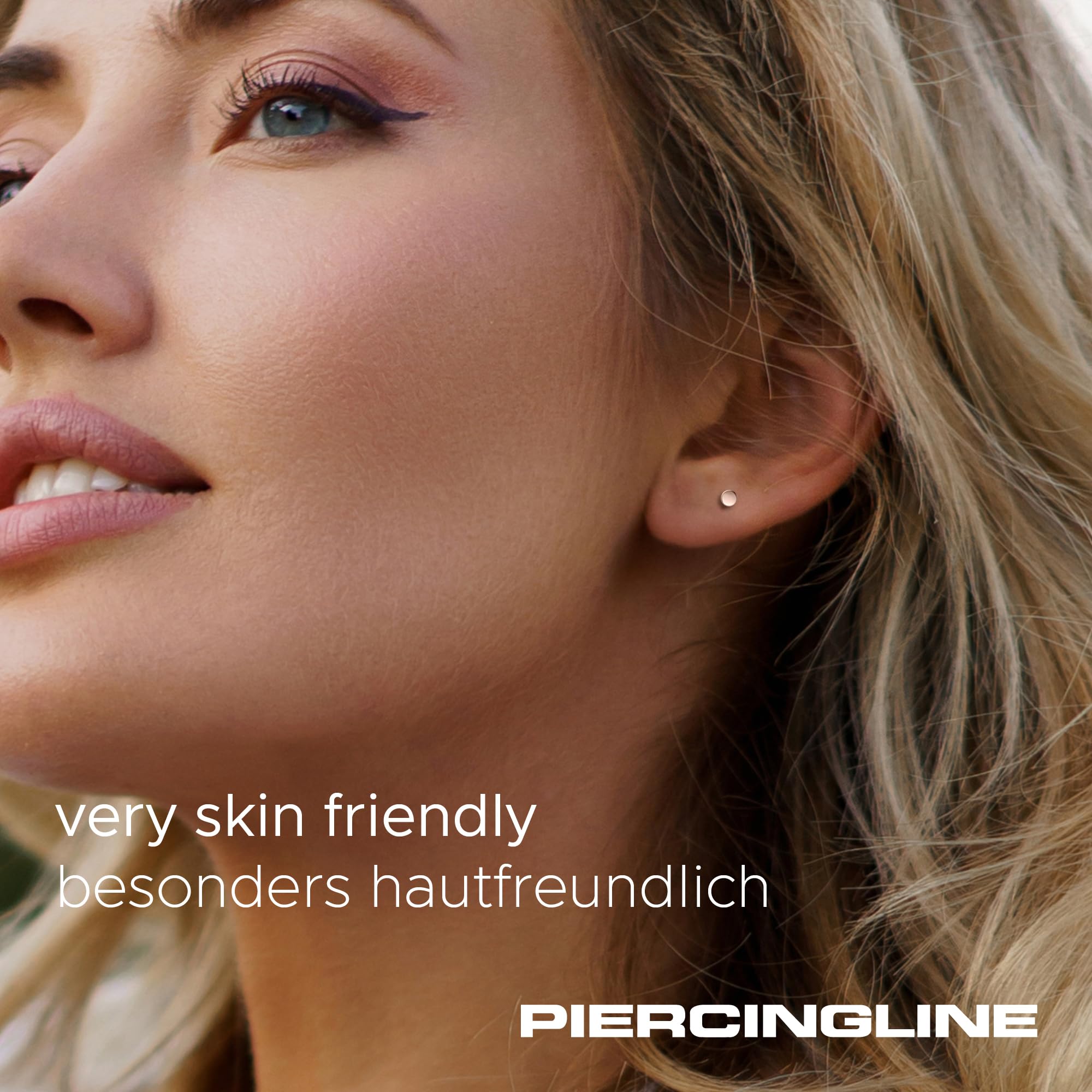 PIERCINGLINE 14 Karat Gold Ohr-Piercing Labret mit Innengewinde DISC Farb & Größenauswahl