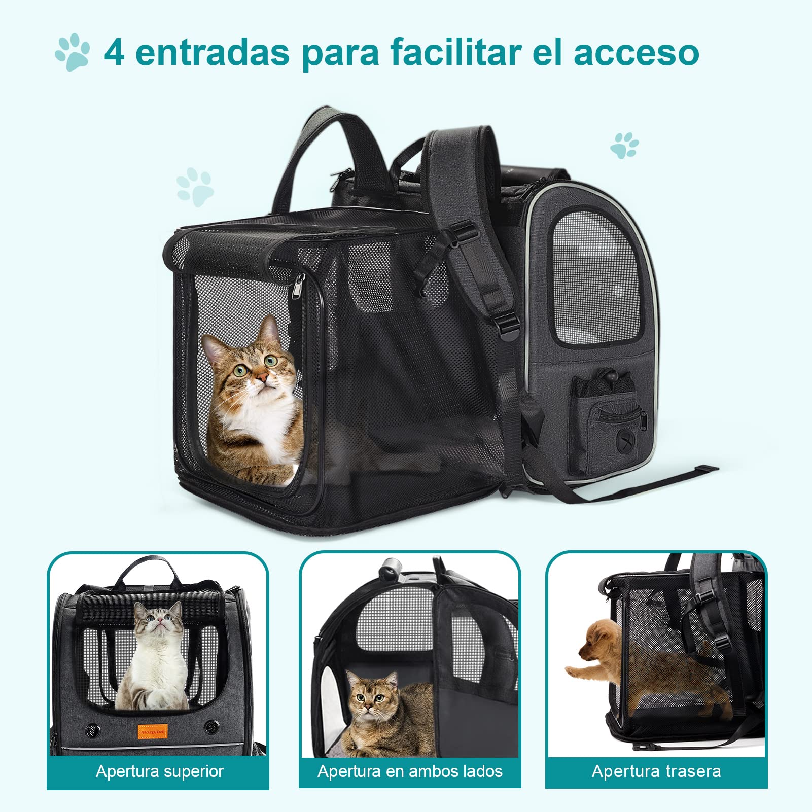 Morpilot Zaino per Gatti Cani Estensibile, Trasportino per Cani Gatti 8 kg, Portatile Zaino Cane Gatto per i viaggi in treno all'aperto