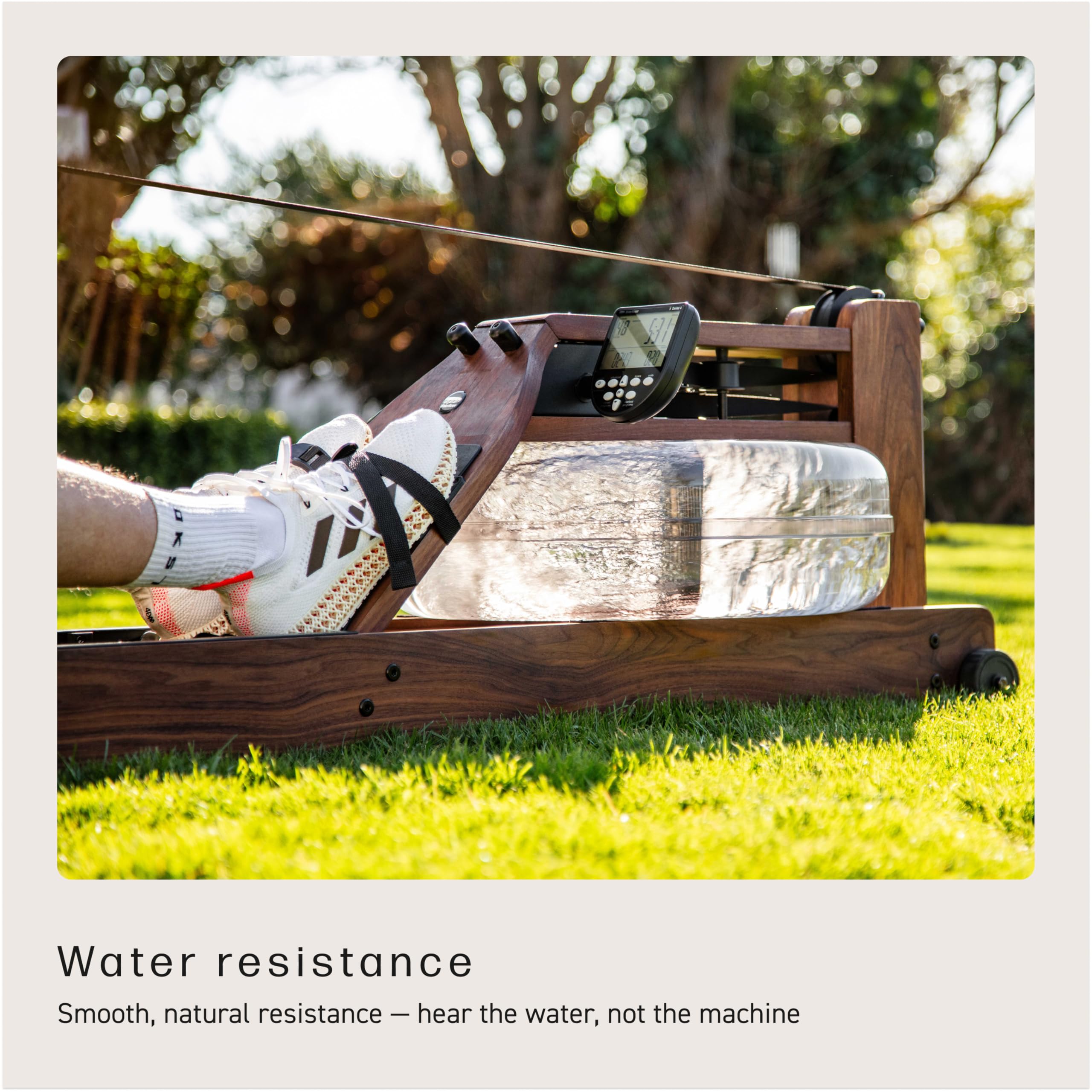 WaterRower Rameur En Bois Massif – Moniteur S4, Résistance à Eau, Fabrication USA – Chêne, Frêne, Cerisier, Noyer, Blanc, Club, Ombre