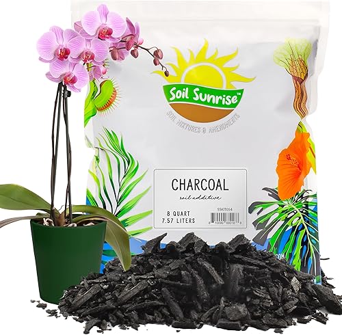 Carbón hortícola para plantas de interior (8 cuartos de galón), aditivo para suelos de madera dura para orquídeas, terrarios y jardinería