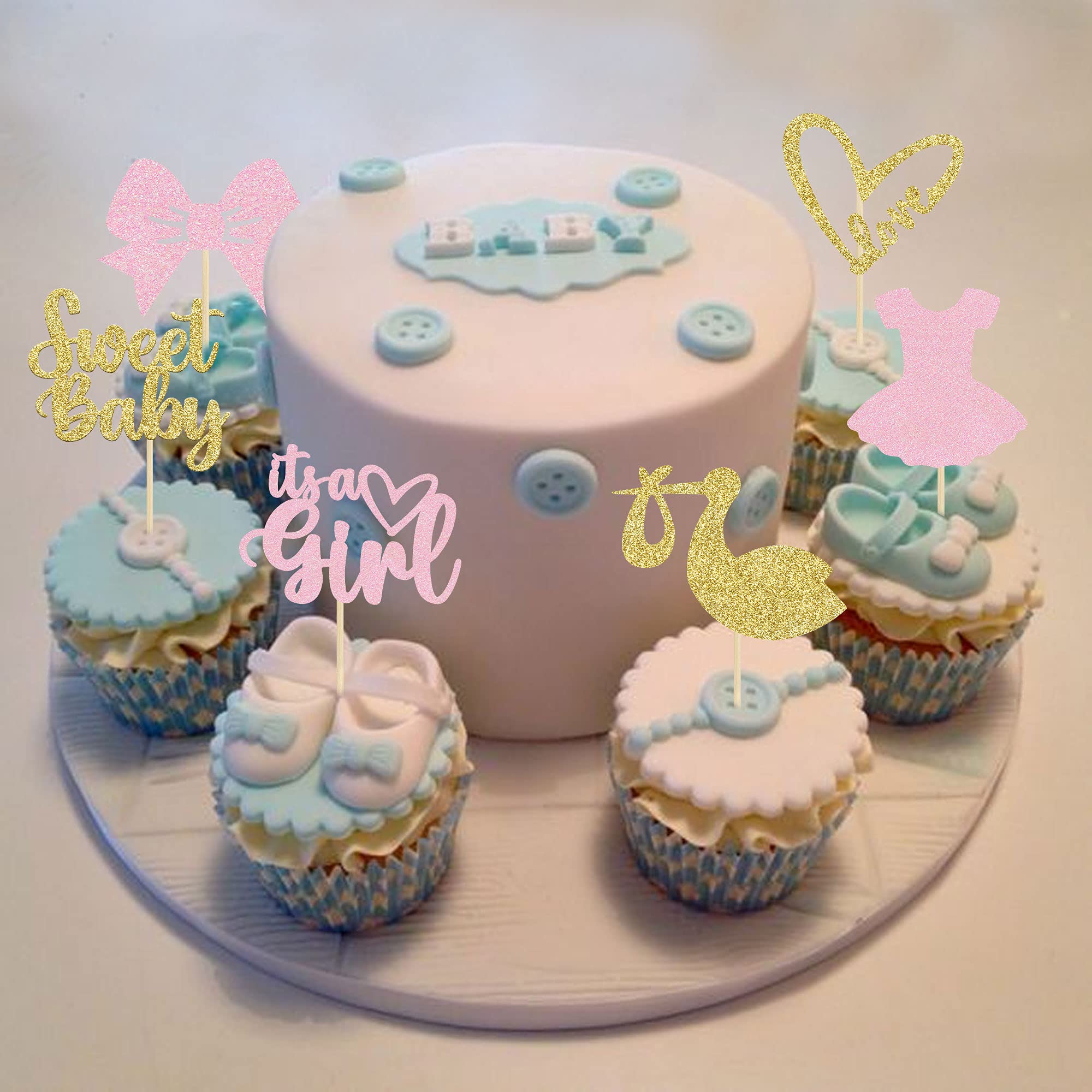 Gyufise Cupcake-Topper Mit Schleife, Glitzernd – 36 Stück, Für Geburtstag, Brautparty & Kuchendekoration, Aus Papier & Zahnstocher