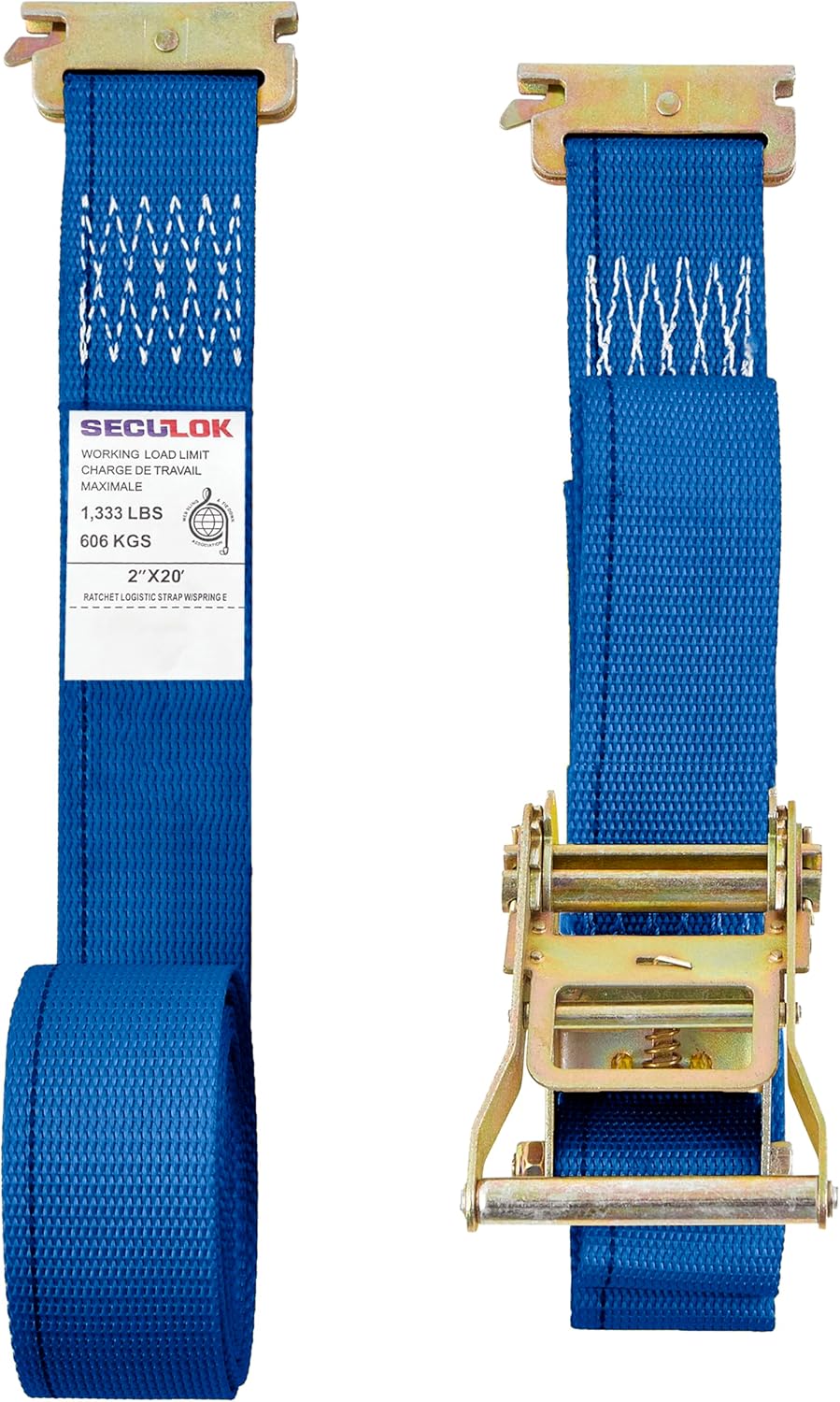 2" x 20' Logistic E-Track Cam Buckle Straps with 835 Lbs WLL, Durable and Secure Cargo Tie-Downs for Trucks, Vans & Trailers, Ideal for Safe Transit (Blue)