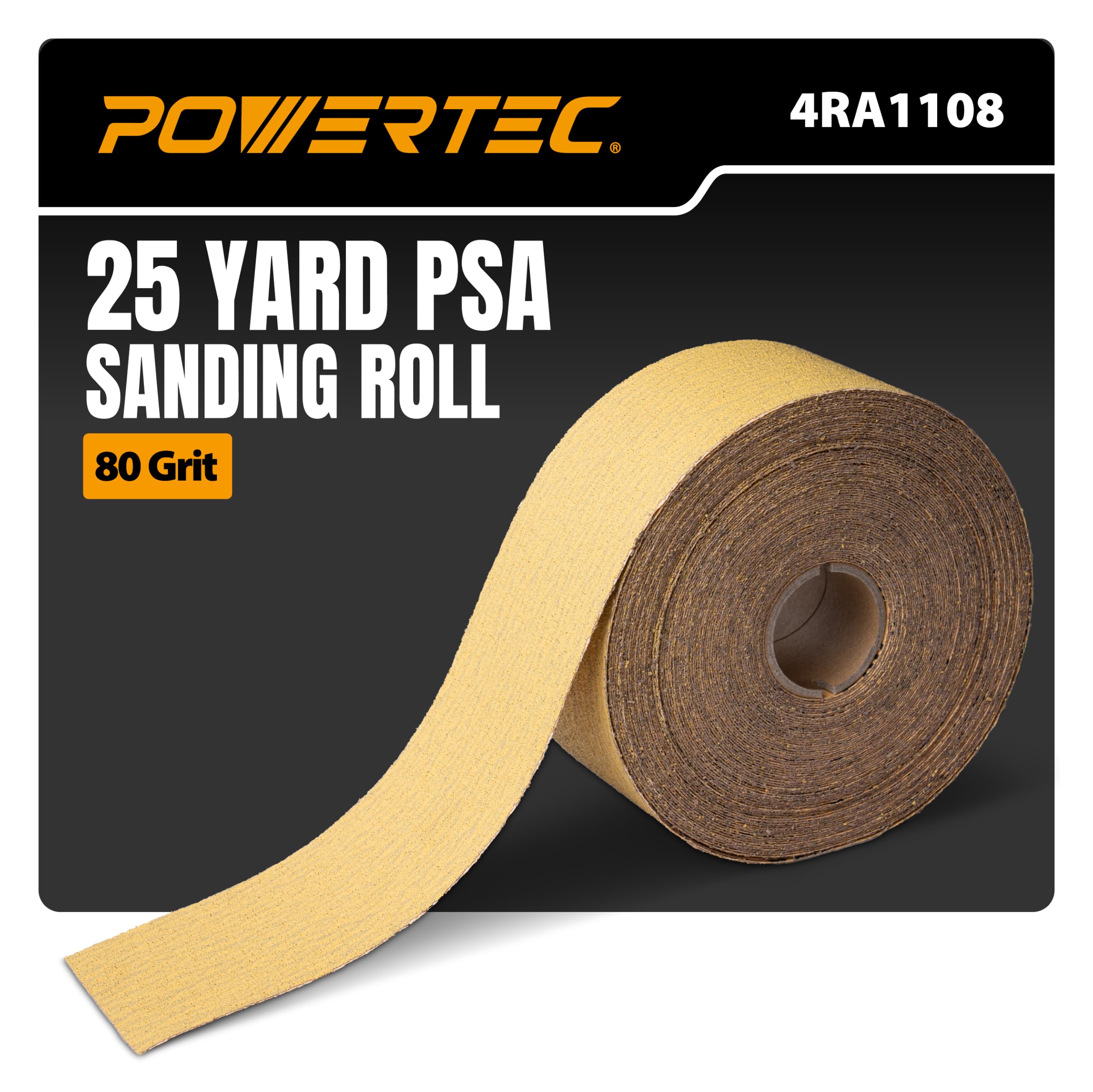 [BRSWGZL7BUFRGAA2] POWERTEC 2-3/4" PSA Sandpaper Roll Set, 25 Yards, 80 Grit (4RA1108)