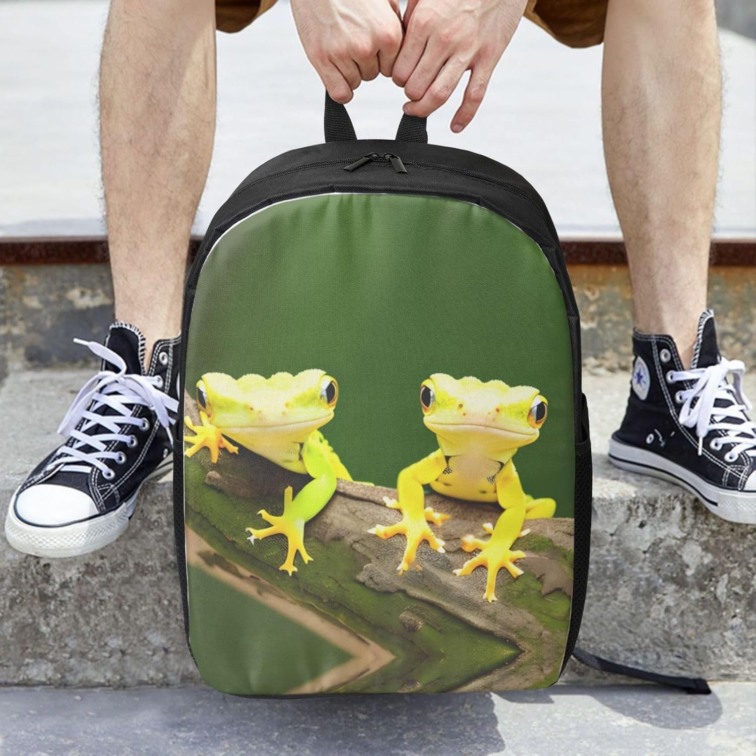 Two Geckos Print Travel Laptop Backpack,Business Work Bag, Campus Rucksack Book Bag For Men Women