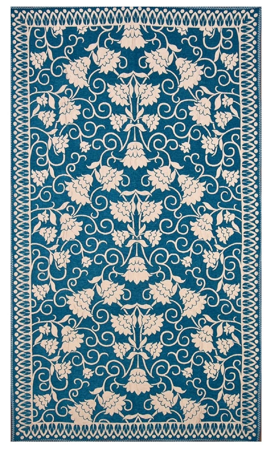 FRESH FROM LOOM Velvet Chenille Floral 500 TC Reversible Diwan Set Aqua (8pc Set) (Maroon) 2