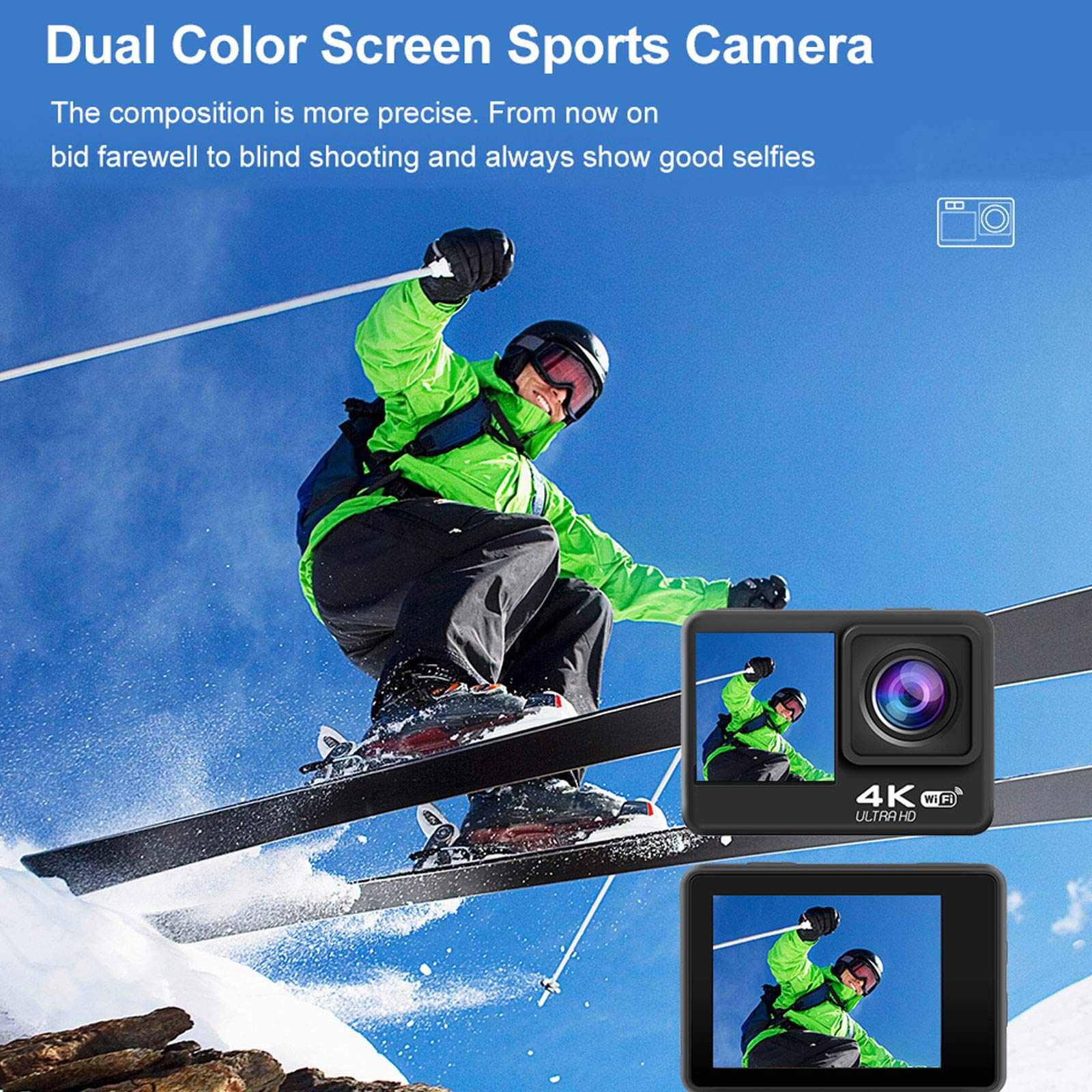 Fotocamera Subacquea Macchina Fotografica Subacquea Touch Screen con Doppio Schermo 4K Fotocamera Subacquea Digitale Impermeabile con Telecomando Wireless per 30 M Sott'Acqua