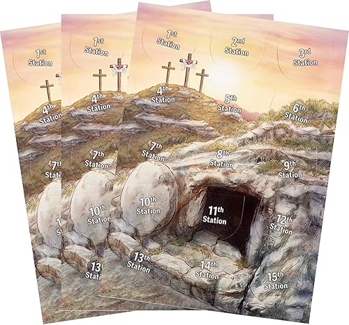 Tarjetas de oración emergentes de Stations of the Cross, tarjetas de felicitación religiosas de Pascua, bendiciones, suministros para el aula de la