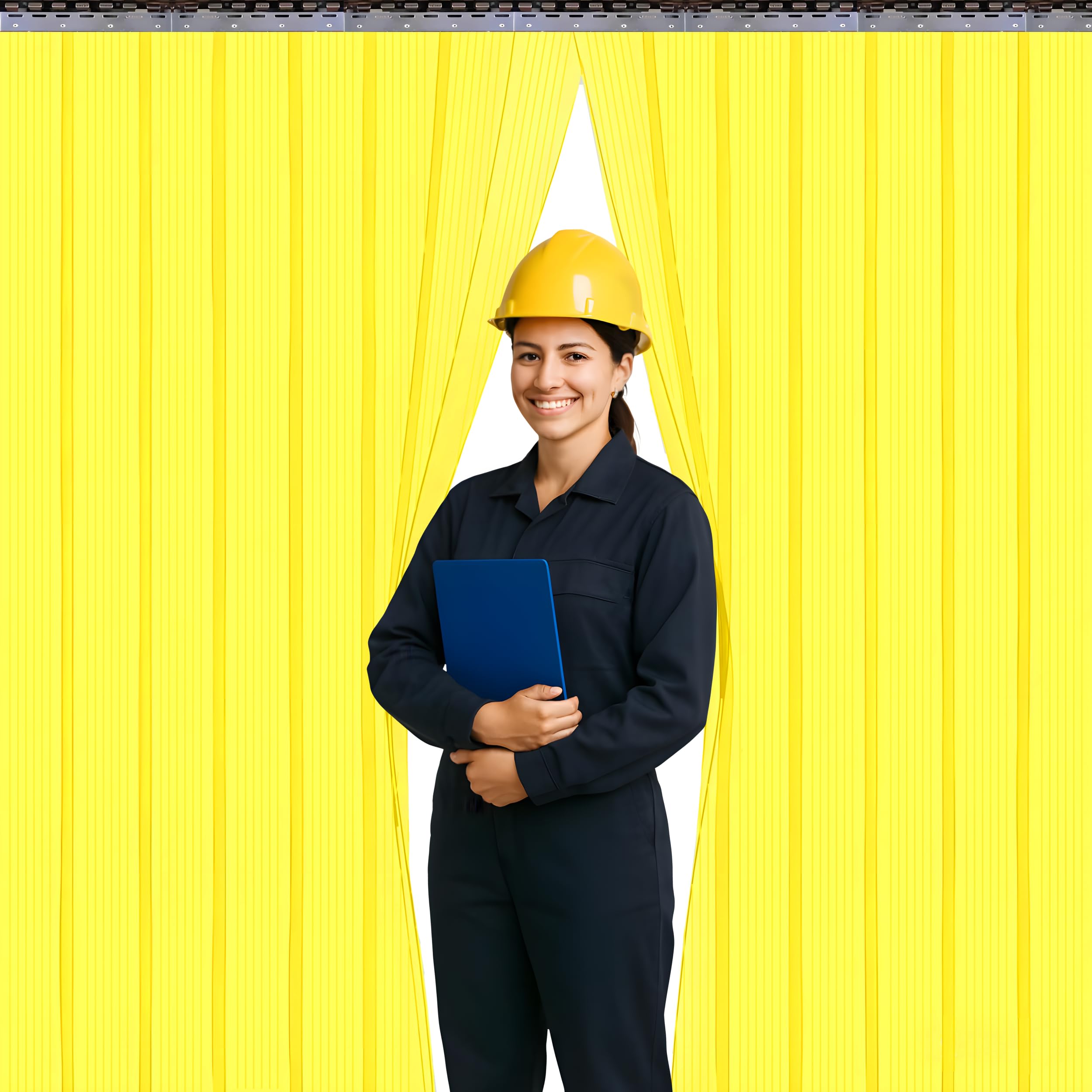Ribbed Yellow PVC Strip Curtain 48" Width x 84" Height - Plastic Vinyl Door Strips for Food Processing, Warehouse and Commercial Kitchen Anti-Scratch Door Curtain AP1474