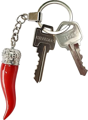 Miniatura 4 de Llavero de cuerno rojo italiano con cadena de plata Llaveros y llavero de chile para espejo retrovisor