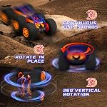 Intérieur RC Voiture Stunt Remote Control Jouets de voiture avec roues souples RC Voitures pour enfants en plein air avec LED phare & Crétins 360° Flips Double Sided Vehicle 2.4GHz télécommande pour garçons fille cadeau