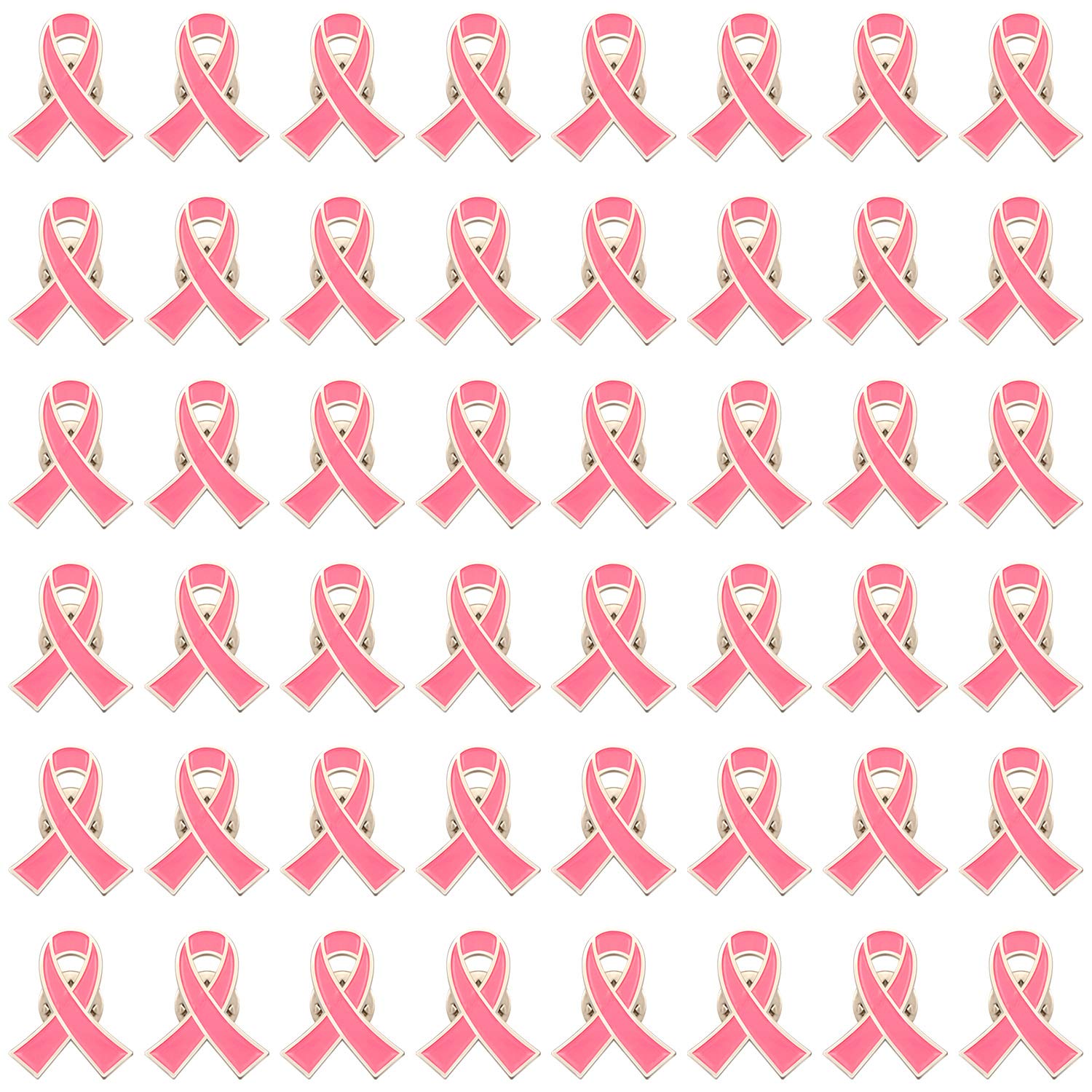 WILLBOND48 Pcs Breast Cancer Awareness Lapel Pin Official Pink Ribbon Pins for Charity Activities Supplies