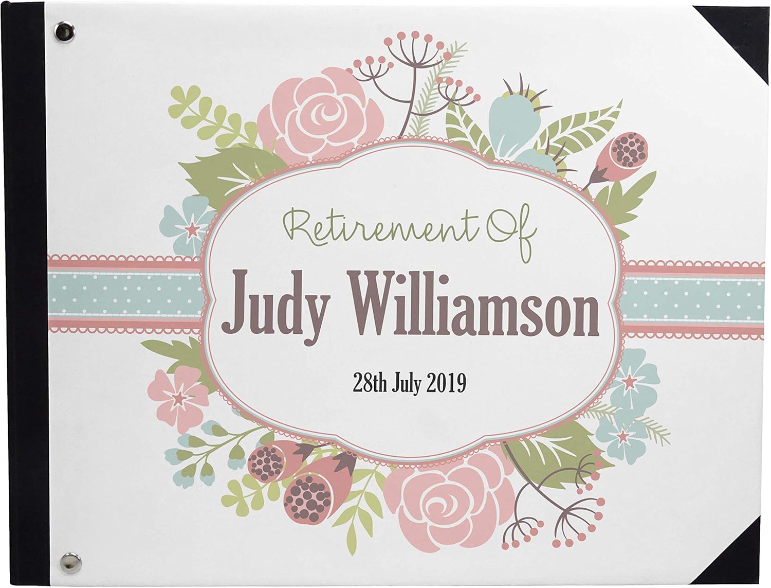 Darling Souvenir Green Text Retirement PartyGuestbookHardbound Cover Personalized Printed Keepsake MemoryGuestRegistry-9 x 12 Inches