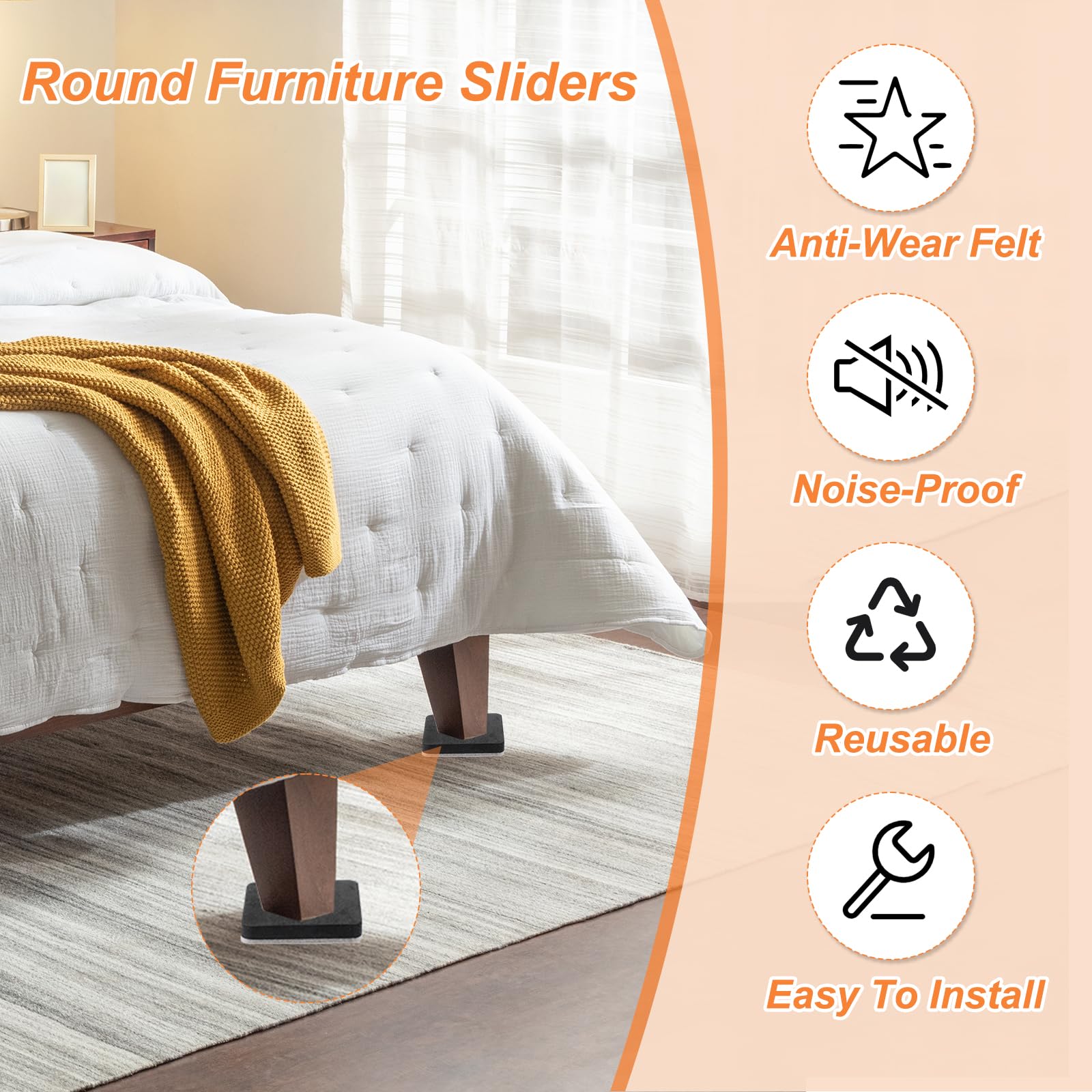 PATIKIL 2.5 Inch Felt Furniture Sliders - Image 3