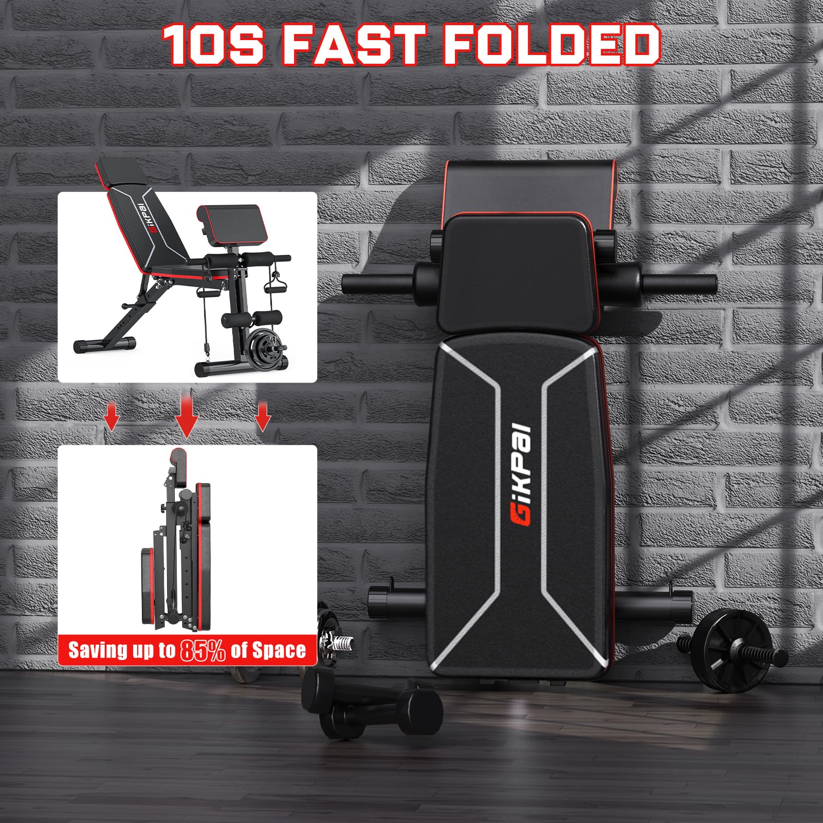 Adjustable Weight Bench - Bench Press for Full Body Workout | Foldable Workout Bench for Home Gym, Strength Training Bench to Incline Decline Flat w/Leg Extension and Pracher Pad