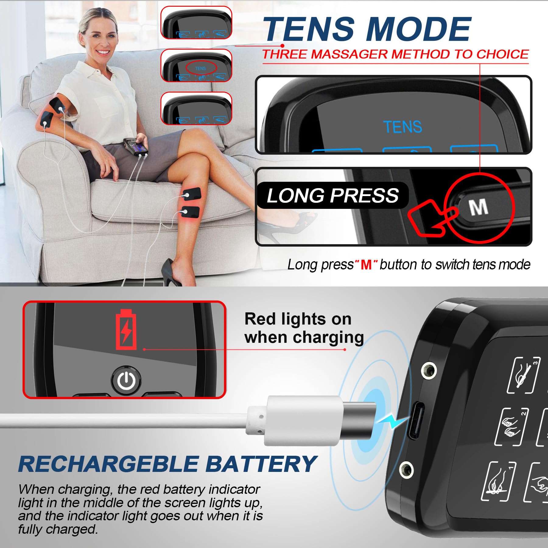 Dual Channel TENS Unit Muscle Stimulator with 10-Pad Set for Pain Relief — Amazon image 5